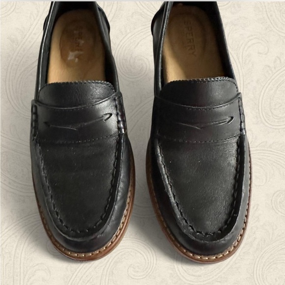 Sperry Black Leather Slip-On Loafers - Picture 2 of 4